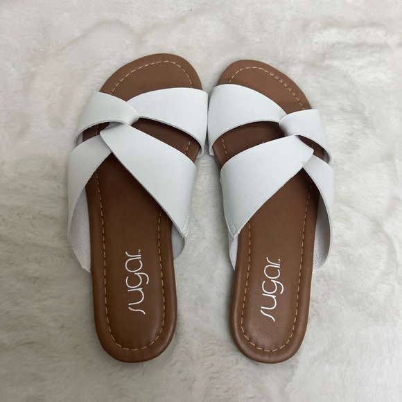 SUGAR Womens White Woven Olena Slip On Slide Sandals 7 M - Picture 5 of 6